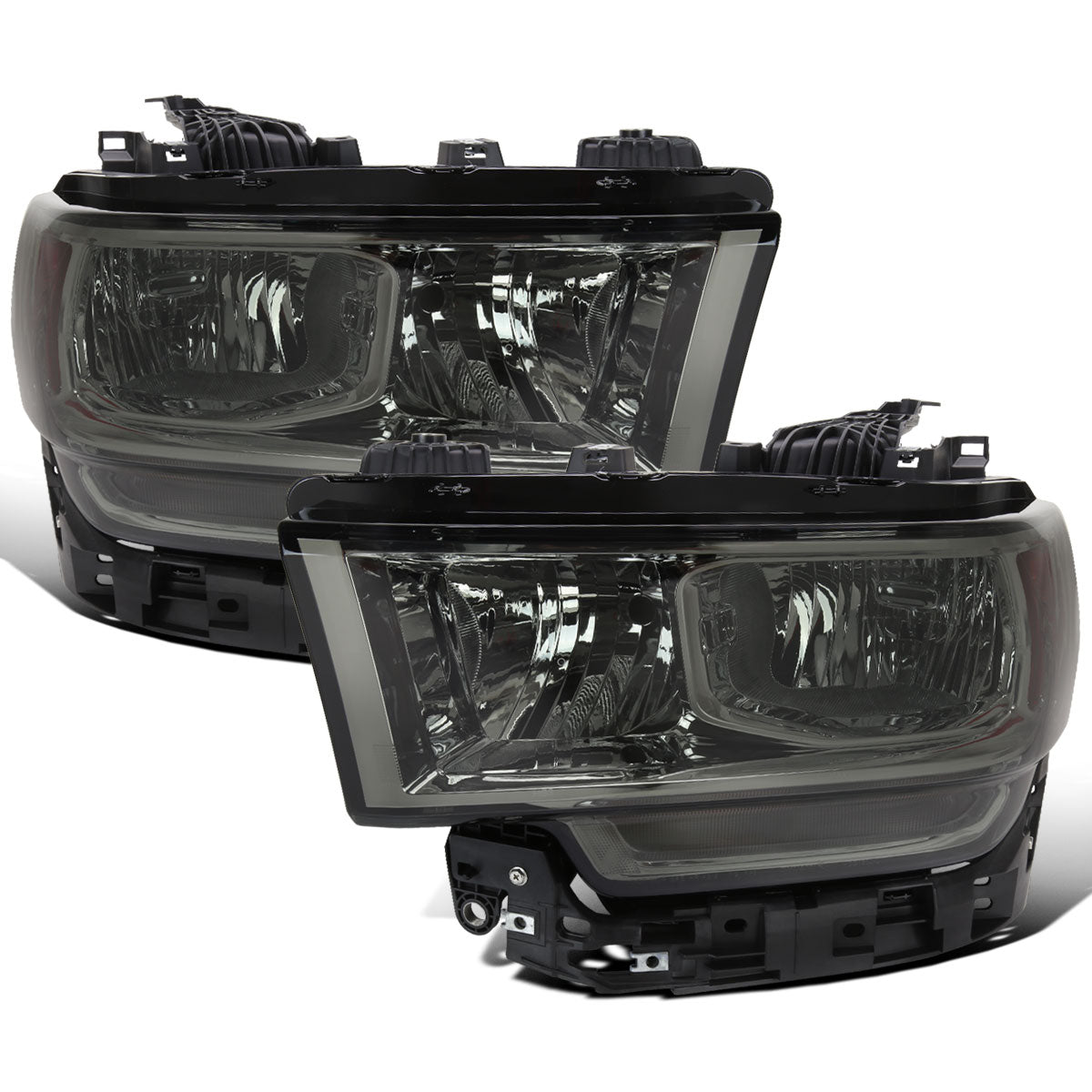 Ronnin - Fits 2019-2024 Ram 2500 3500 4500 5500 Factory Replacement Halogen Headlights Assembly Pair | Smoke