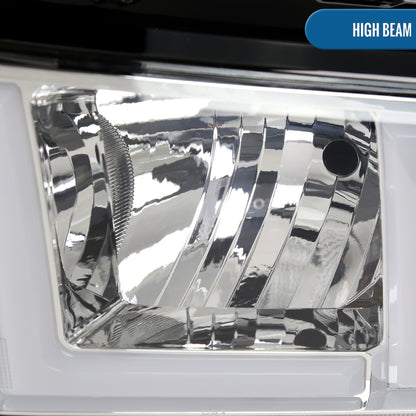 Ronnin - Fits 2019-2024 Ram 2500 3500 4500 5500 Tradesman Big Horn SLT Upgraded Replacement LED Animated Startup Effect Headlights Assembly Pair | Chrome