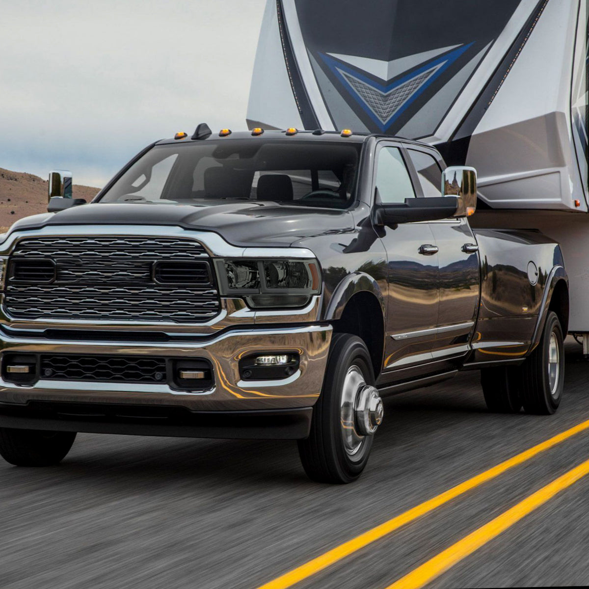 Ronnin - Fits 2019-2024 Ram 2500 3500 4500 5500 Tradesman Big Horn SLT Upgraded Replacement LED Animated Startup Effect Headlights Assembly Pair | Smoke