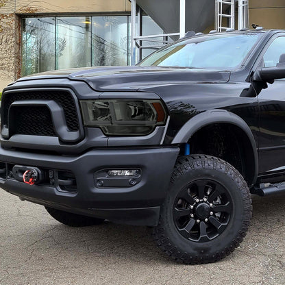 Ronnin - Fits 2019-2024 Ram 2500 3500 4500 5500 Tradesman Big Horn SLT Upgraded Replacement LED Animated Startup Effect Headlights Assembly Pair | Smoke