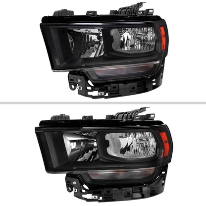 Ronnin - Fits 2019-2024 Ram 2500 3500 4500 5500 Factory Replacement Halogen Headlight Assembly Piece | Left Driver Side | Black