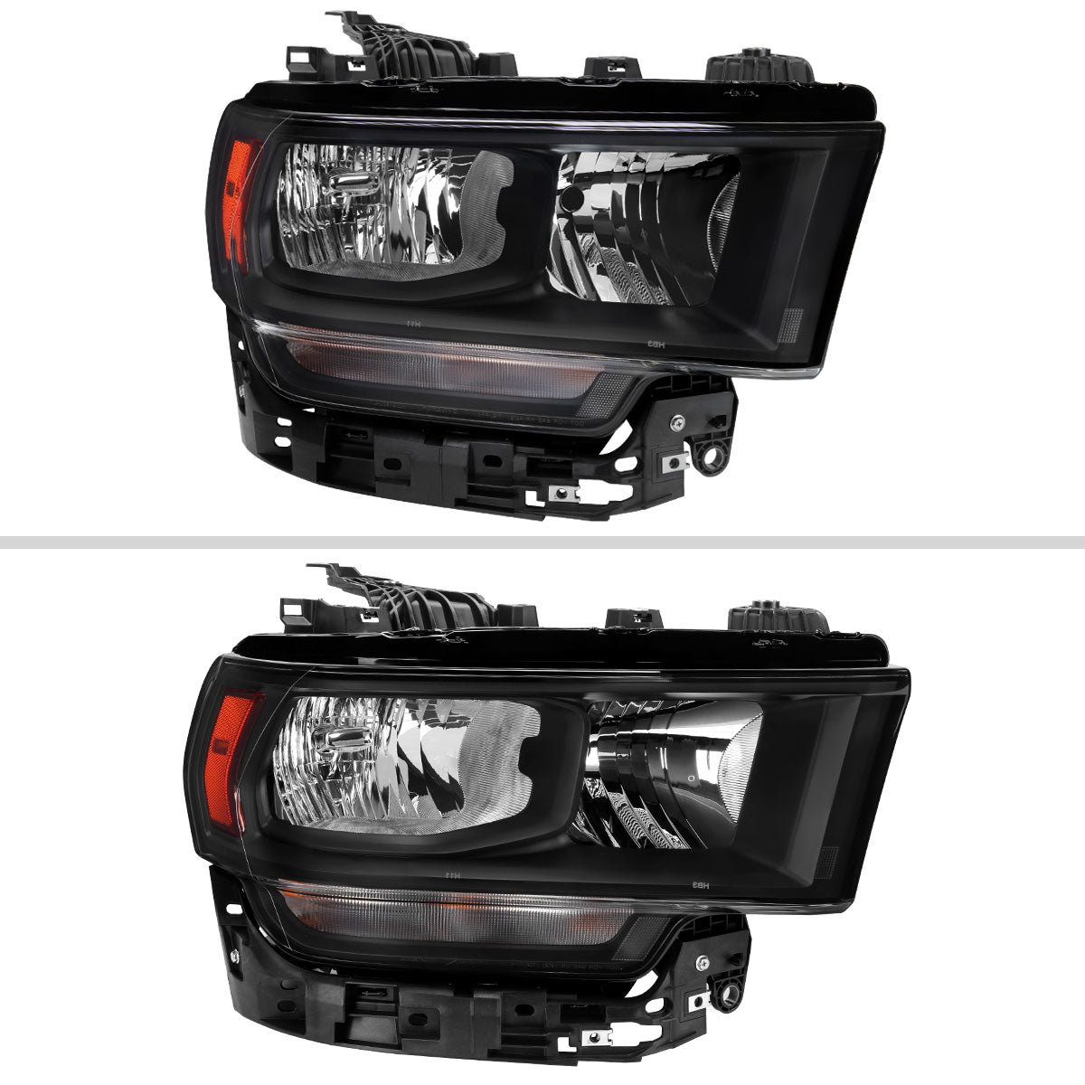 Ronnin - Fits 2019-2024 Ram 2500 3500 4500 5500 Factory Replacement Halogen Headlight Assembly Piece | Right Passenger Side | Black