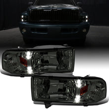 Ronnin - Fits 1994-2002 Dodge Ram 1500 2500 3500 Upgraded Replacement LED Lamps Headlights Assembly Pair | Smoke