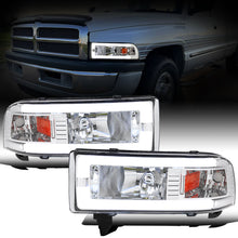 Ronnin - Fits 1994-2002 Dodge Ram 1500 2500 3500 Upgraded Replacement LED Tube Headlights Assembly Pair | Chrome