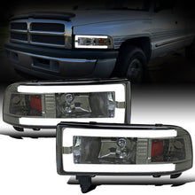 Ronnin - Fits 1994-2002 Dodge Ram 1500 2500 3500 Upgraded Replacement LED Tube Headlights Assembly Pair | Smoke