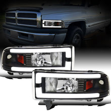Ronnin - Fits 1994-2002 Dodge Ram 1500 2500 3500 Upgraded Replacement LED Tube Headlights Assembly Pair | Black