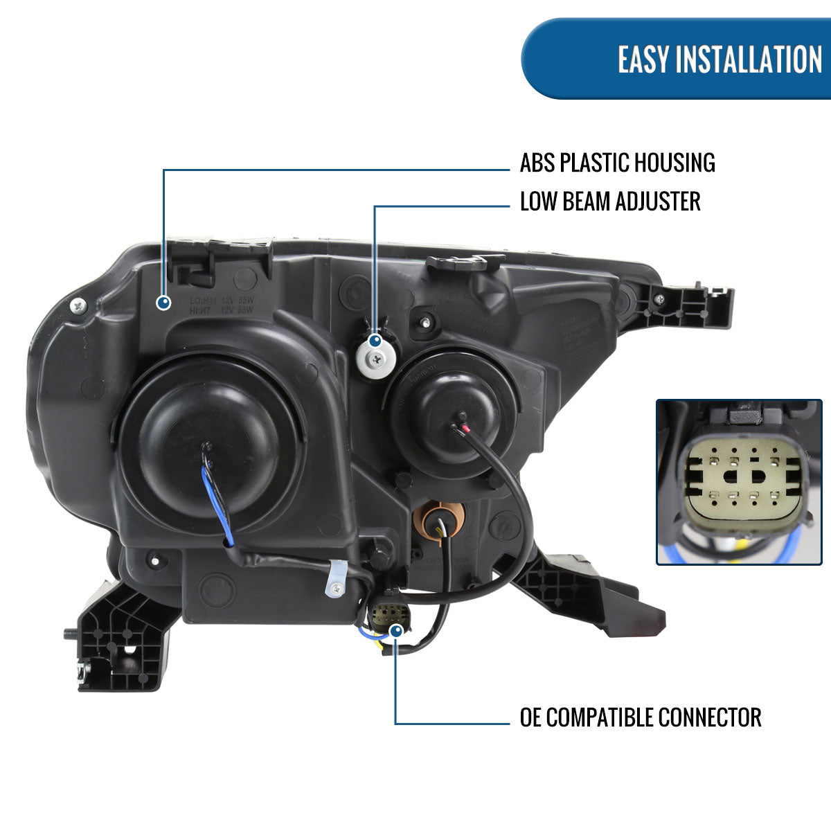 Ronnin - Fits 2019-2023 Ford Ranger XL XLT Factory Replacement Halogen Headlights Assembly Pair | Chrome
