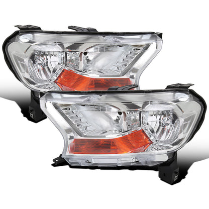 Ronnin - Fits 2019-2023 Ford Ranger XL XLT Factory Replacement Halogen Headlights Assembly Pair | Chrome