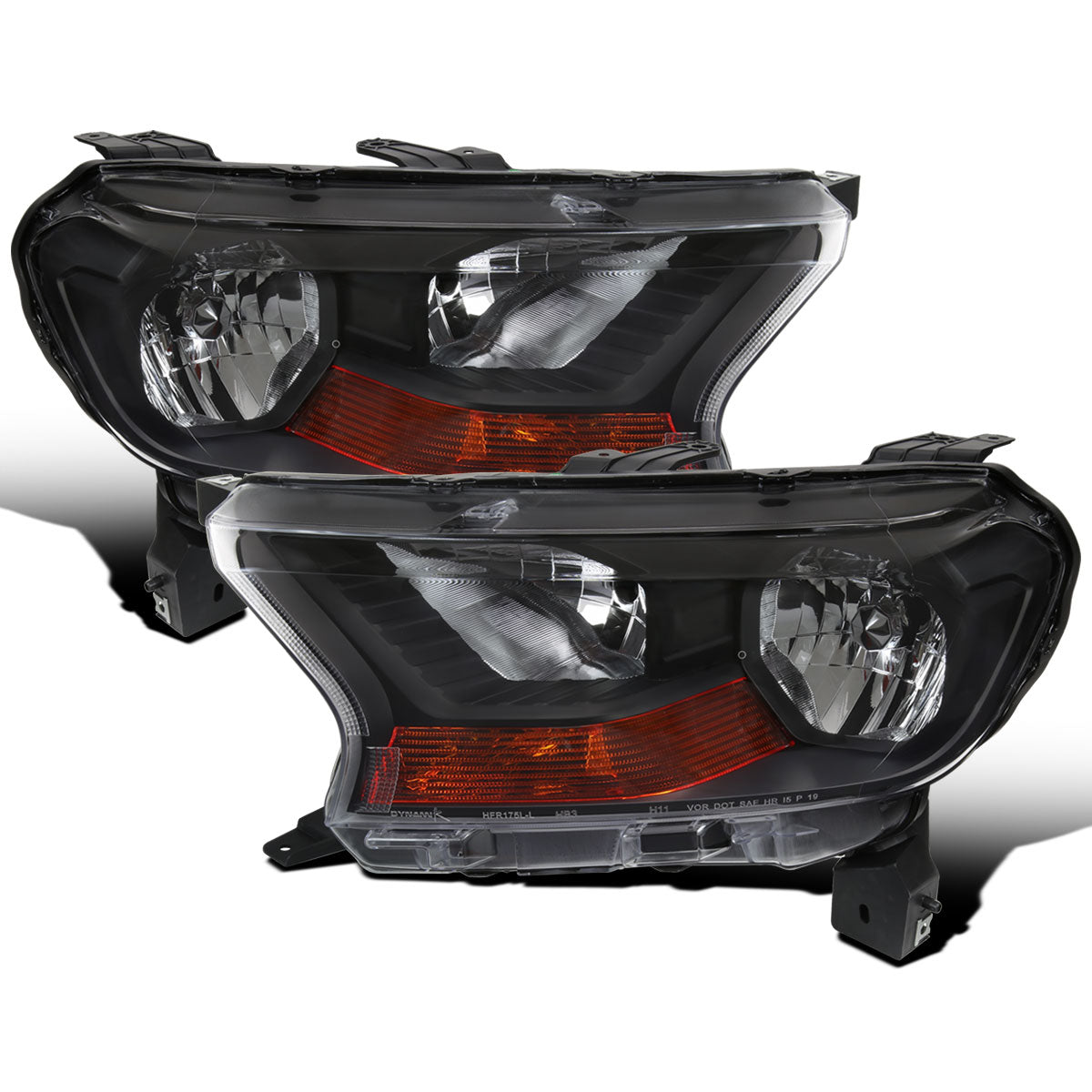 Ronnin - Fits 2019-2023 Ford Ranger XL XLT Factory Replacement Halogen Headlights Assembly Pair | Black