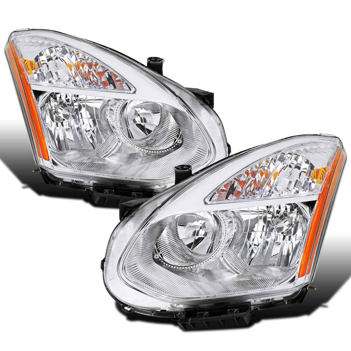 Ronnin - Compatible con Nissan Rogue 2008-2013 y Rogue Select 2014-2015 | Par de faros delanteros halógenos de repuesto | Cromado