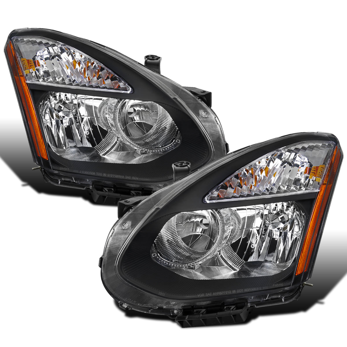 Ronnin - Compatible con Nissan Rogue 2008-2013 y Rogue Select 2014-2015 | Par de ensamblajes de faros halógenos de repuesto | Negro