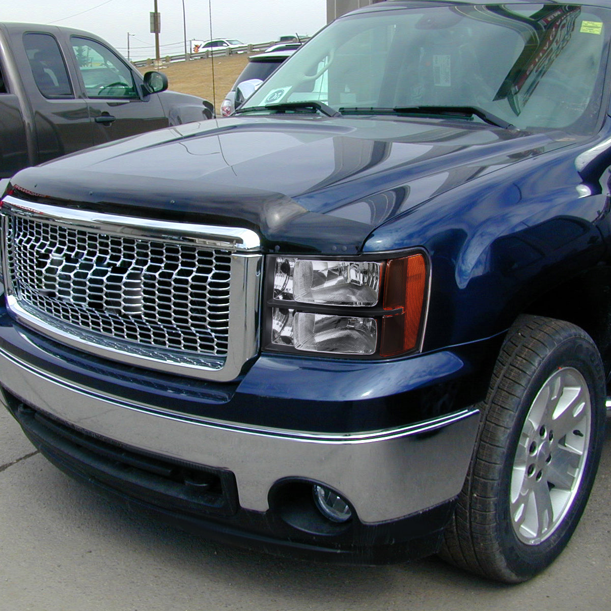 Ronnin - Compatible con GMC Sierra 1500 1500HD 2500HD 3500HD Denali de 2007-2014, par de faros delanteros de repuesto de fábrica | Negro