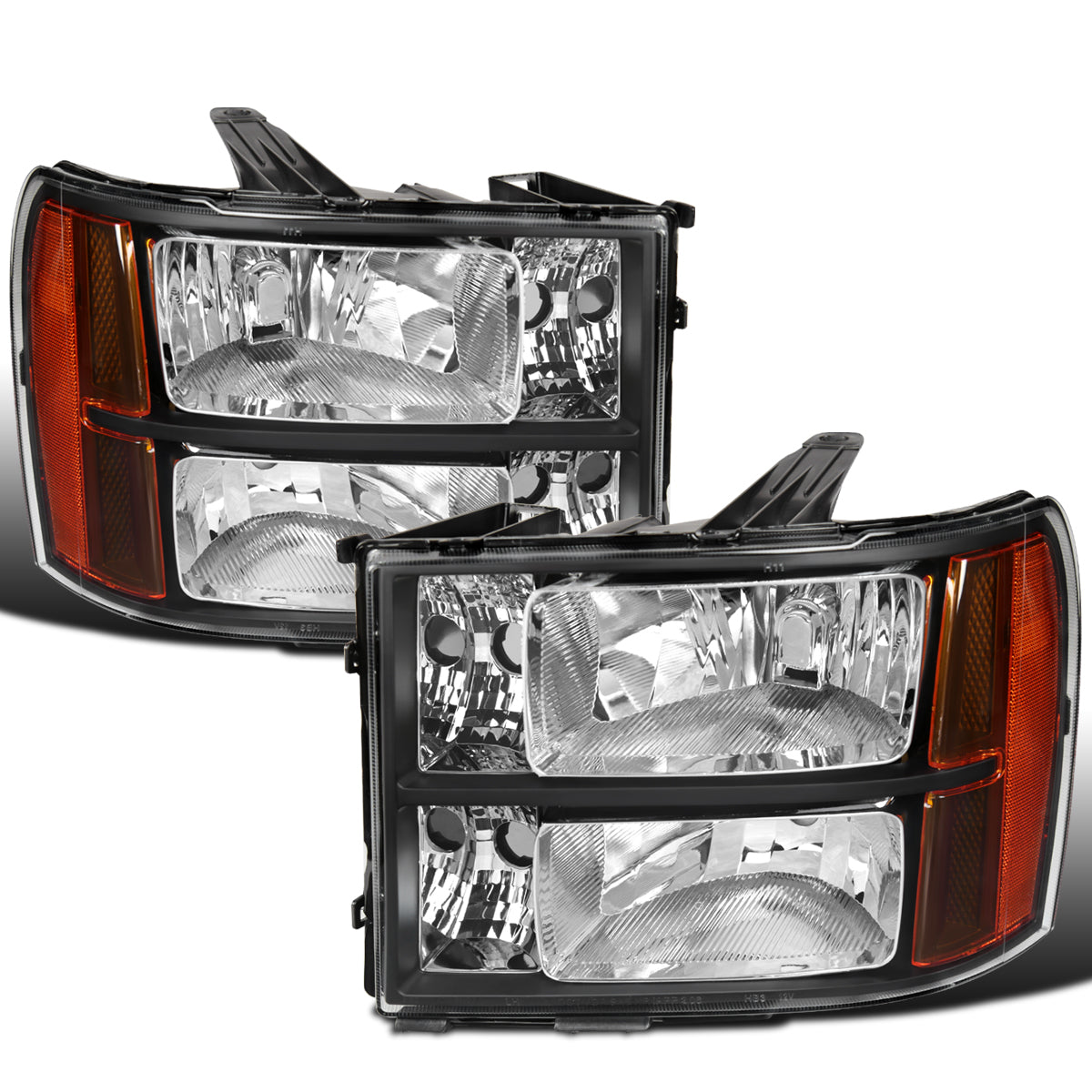 Ronnin - Compatible con GMC Sierra 1500 1500HD 2500HD 3500HD Denali de 2007-2014, par de faros delanteros de repuesto de fábrica | Negro