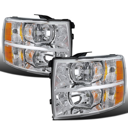 Ronnin - Faros delanteros de repuesto originales para Chevy Silverado 1500 2500HD 3500HD 2007-2013 | Cromados