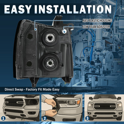 Ronnin - Compatible con Chevy Silverado 1500 2500HD 3500HD 2007-2013 | Par de faros delanteros de repuesto | Ahumados