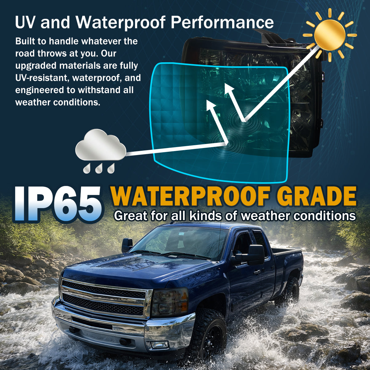 Ronnin - Compatible con Chevy Silverado 1500 2500HD 3500HD 2007-2013 | Par de faros delanteros de repuesto | Ahumados