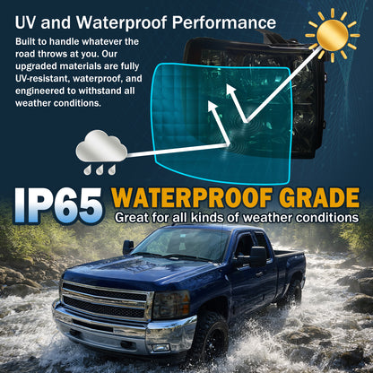 Ronnin - Compatible con Chevy Silverado 1500 2500HD 3500HD 2007-2013 | Par de faros delanteros de repuesto | Ahumados