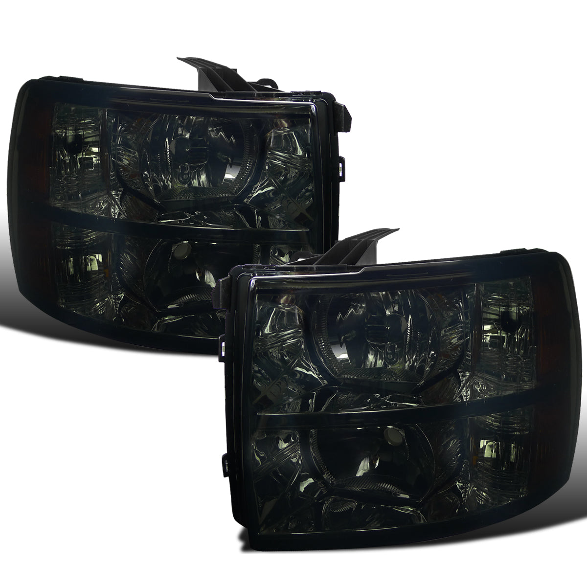 Ronnin - Compatible con Chevy Silverado 1500 2500HD 3500HD 2007-2013 | Par de faros delanteros de repuesto | Ahumados