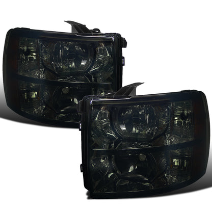 Ronnin - Compatible con Chevy Silverado 1500 2500HD 3500HD 2007-2013 | Par de faros delanteros de repuesto | Ahumados