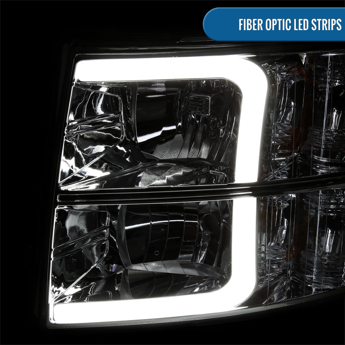 2007-2014 Chevy Silverado 1500 2500HD 3500HD Headlights Pair | Chrome
