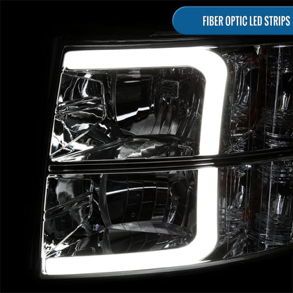 2007-2014 Chevy Silverado 1500 2500HD 3500HD Headlights Pair | Chrome