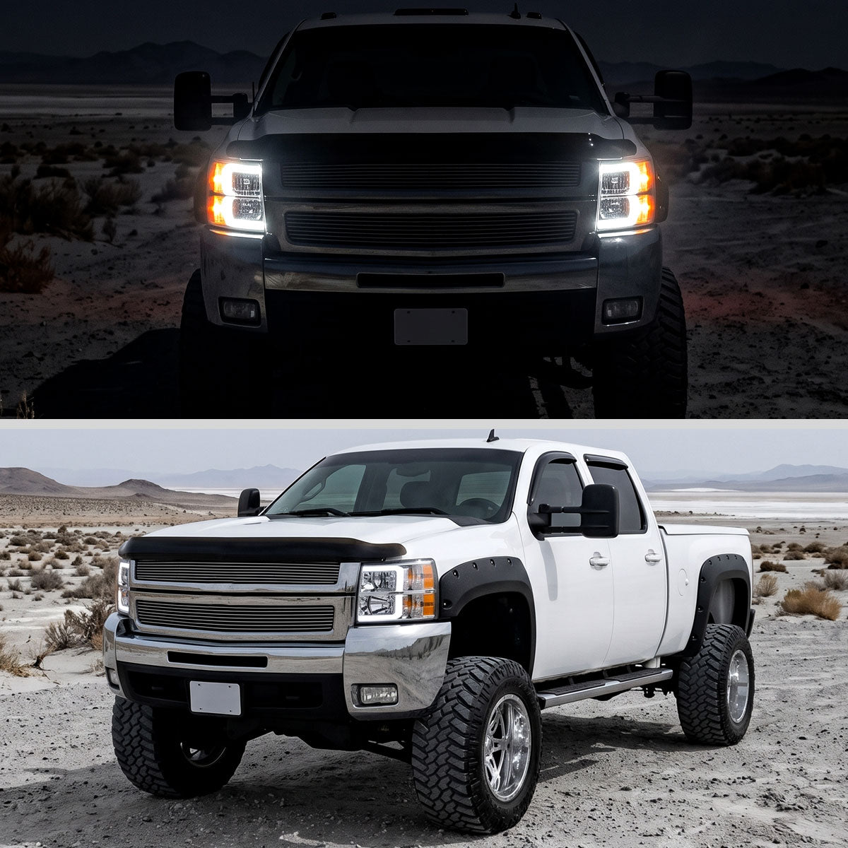 2007-2014 Chevy Silverado 1500 2500HD 3500HD Headlights Pair | Chrome