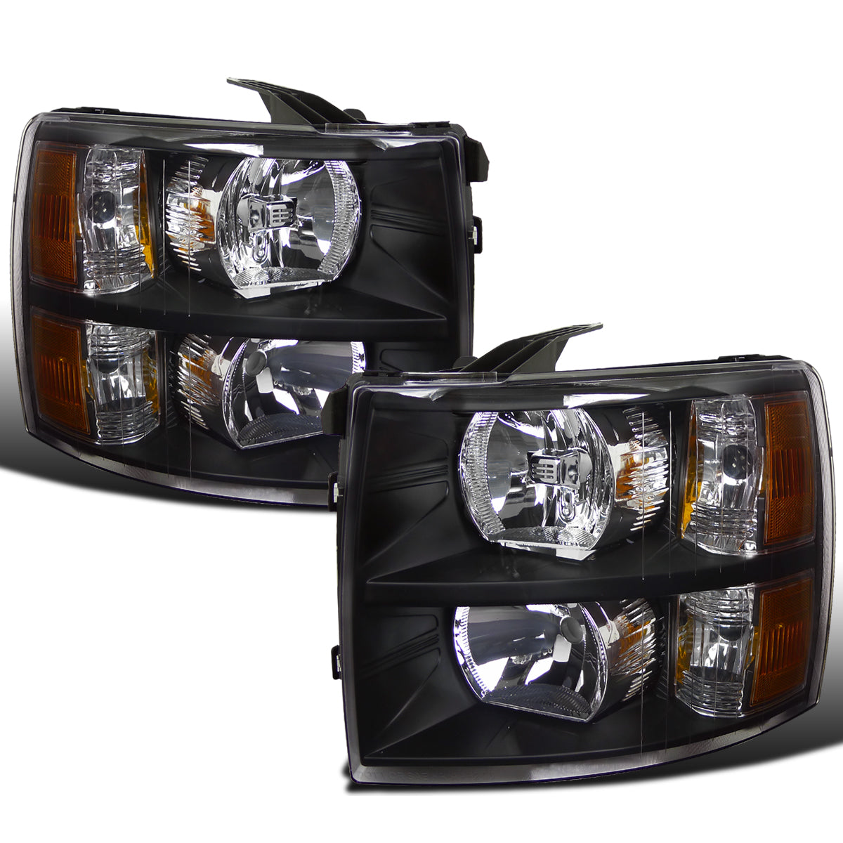 Ronnin - Compatible con Chevy Silverado 1500 2500HD 3500HD 2007-2013 | Par de ensamblajes de faros delanteros de repuesto | Negros