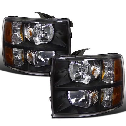 Ronnin - Compatible con Chevy Silverado 1500 2500HD 3500HD 2007-2013 | Par de ensamblajes de faros delanteros de repuesto | Negros