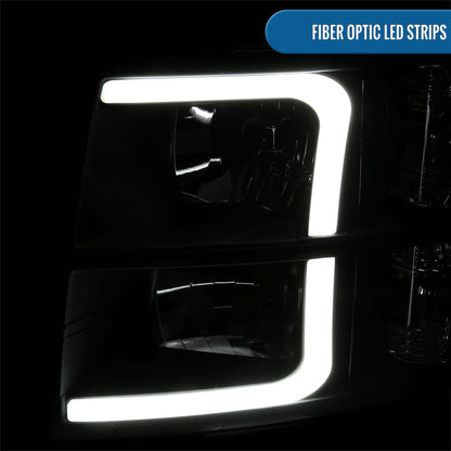 2007-2014 Chevy Silverado 1500 2500HD 3500HD Headlights Pair | Black