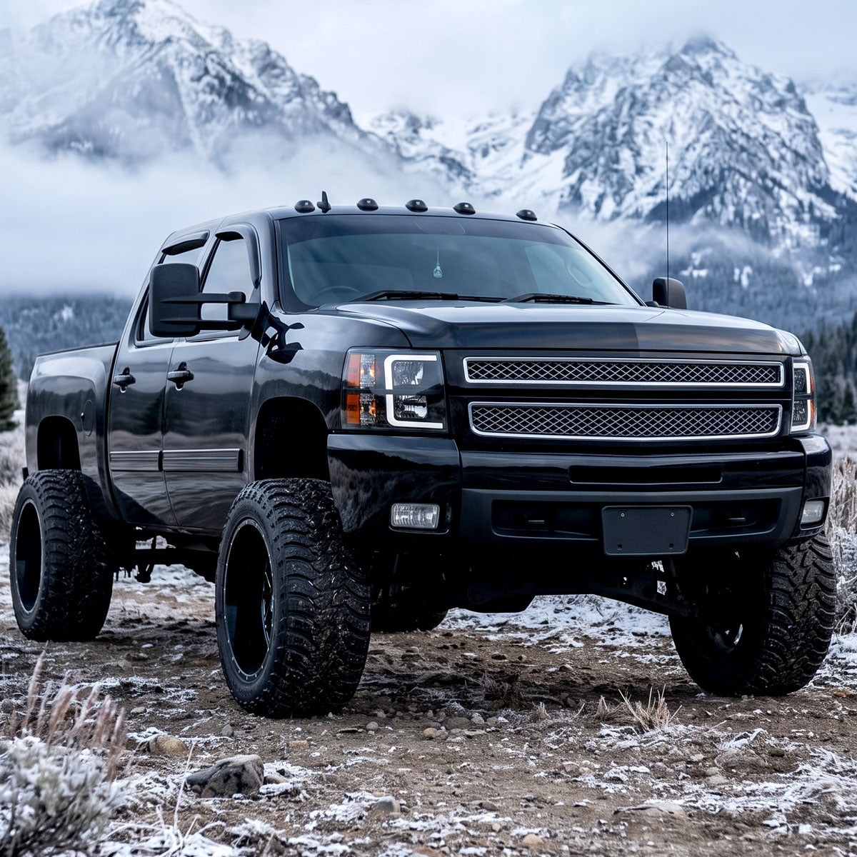 2007-2014 Chevy Silverado 1500 2500HD 3500HD Headlights Pair | Black