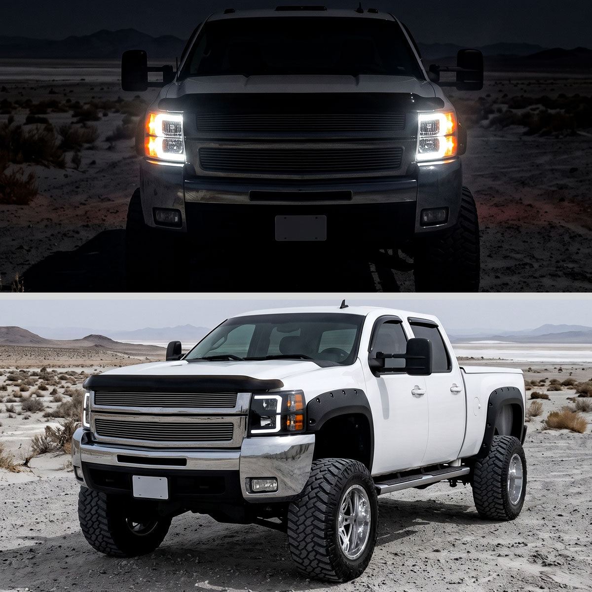 2007-2014 Chevy Silverado 1500 2500HD 3500HD Headlights Pair | Black