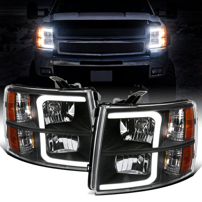 2007-2014 Chevy Silverado 1500 2500HD 3500HD Headlights Pair | Black