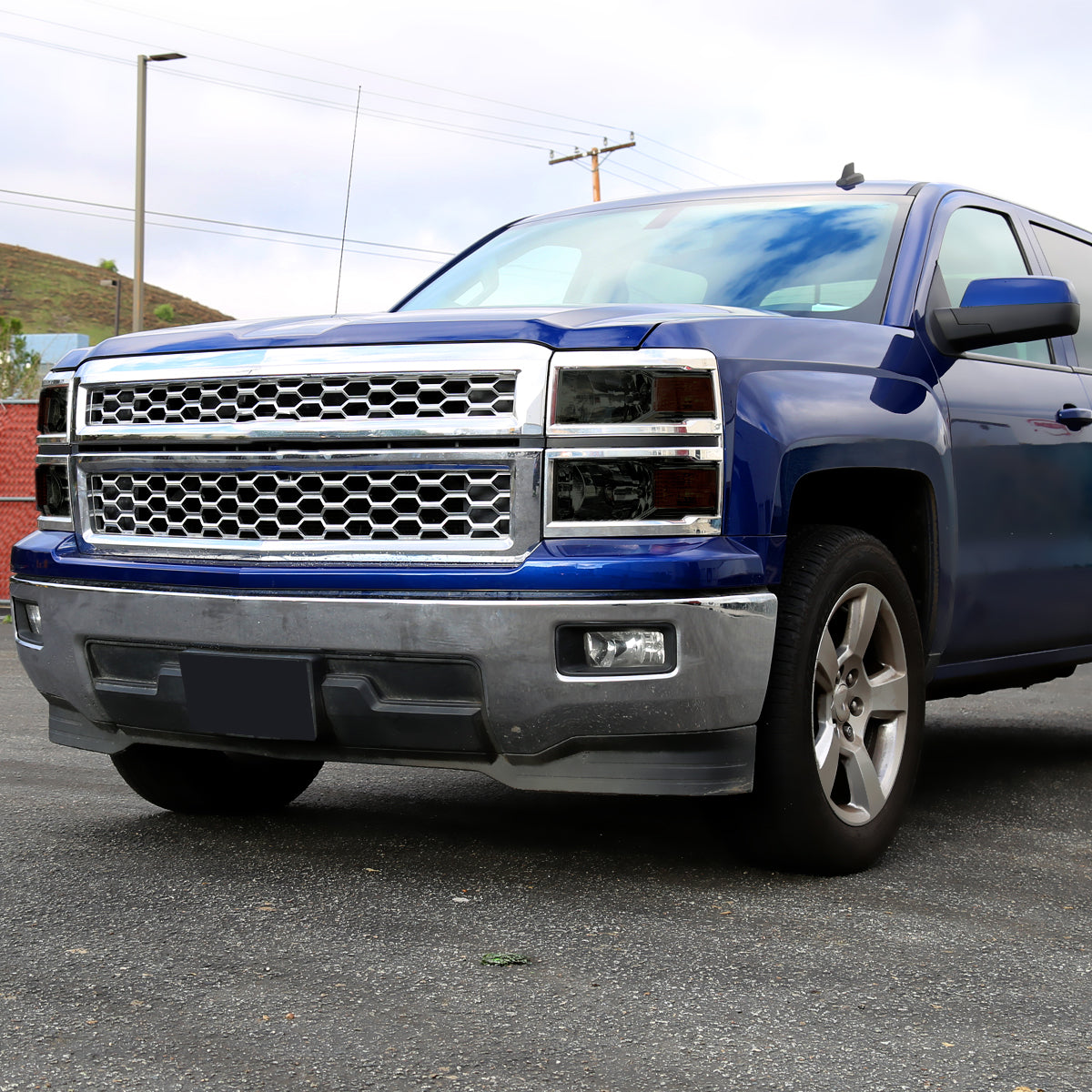 Ronnin - Se adapta a Chevy Silverado 1500 2014-2015 Par de ensamblajes de faros delanteros de repuesto | Ahumado