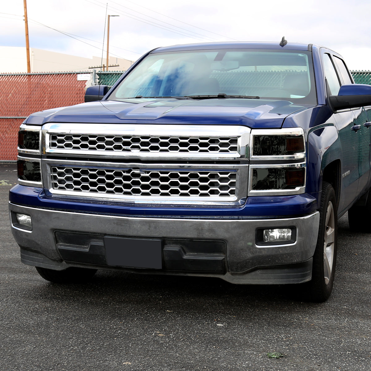 Ronnin - Se adapta a Chevy Silverado 1500 2014-2015 Par de ensamblajes de faros delanteros de repuesto | Ahumado