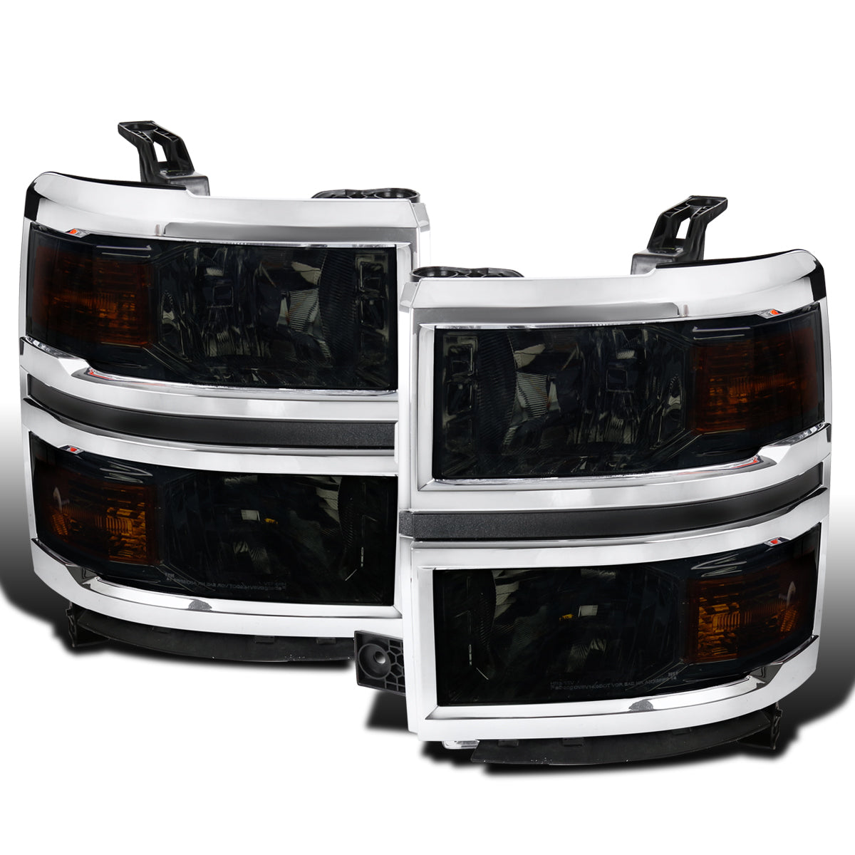 Ronnin - Se adapta a Chevy Silverado 1500 2014-2015 Par de ensamblajes de faros delanteros de repuesto | Ahumado