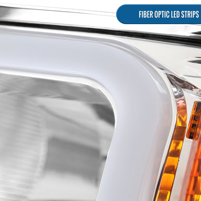 Ronnin - Fits 2014-2015 Chevy Silverado 1500 Upgraded LED Tube Headlights Assembly Pair | Chrome