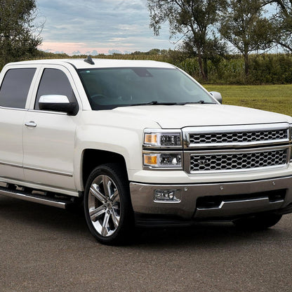 Ronnin - Fits 2014-2015 Chevy Silverado 1500 Upgraded LED Tube Headlights Assembly Pair | Chrome