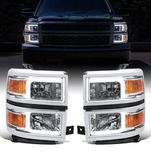 Ronnin - Fits 2014-2015 Chevy Silverado 1500 Upgraded LED Tube Headlights Assembly Pair | Chrome