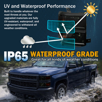 Ronnin - Se adapta a Chevy Silverado 1500 2014-2015 Par de ensamblajes de faros delanteros de repuesto | Ahumado