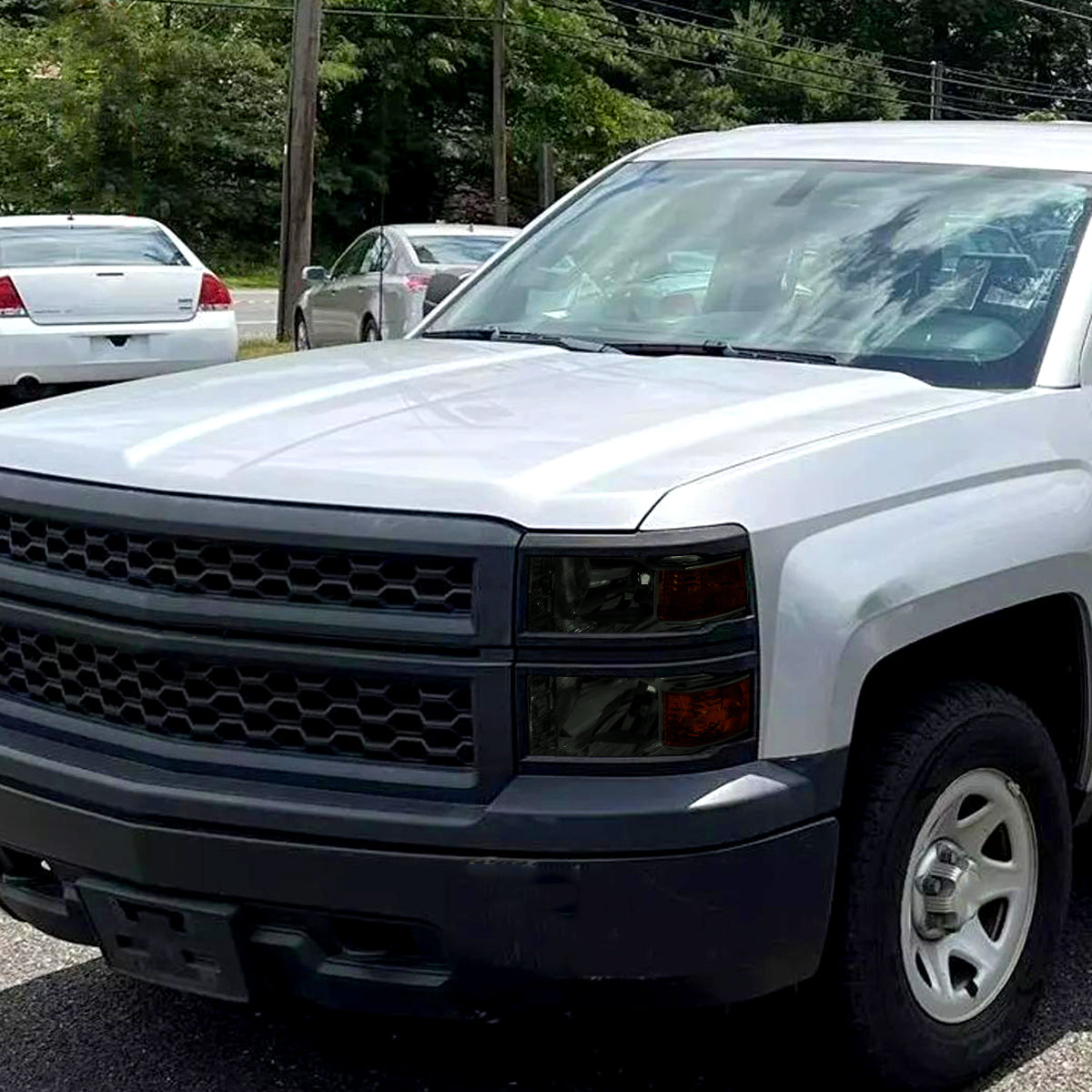 Ronnin - Se adapta a Chevy Silverado 1500 2014-2015 Par de ensamblajes de faros delanteros de repuesto | Ahumado