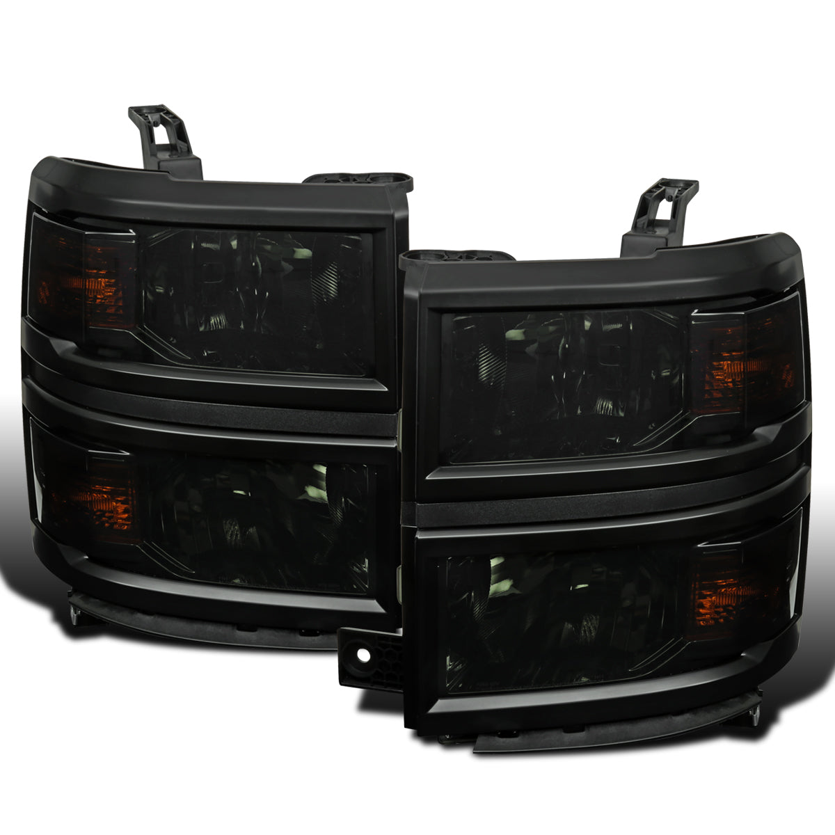 Ronnin - Se adapta a Chevy Silverado 1500 2014-2015 Par de ensamblajes de faros delanteros de repuesto | Ahumado