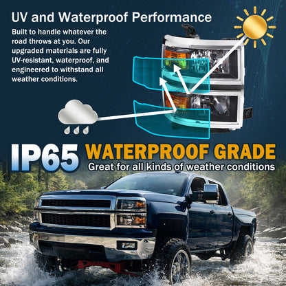 Ronnin - Juego de faros delanteros de repuesto | Negro | para Chevy Silverado 1500 2014-2015