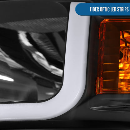 Ronnin - Fits 2014-2015 Chevy Silverado 1500 Upgraded LED Tube Headlights Assembly Pair | Black