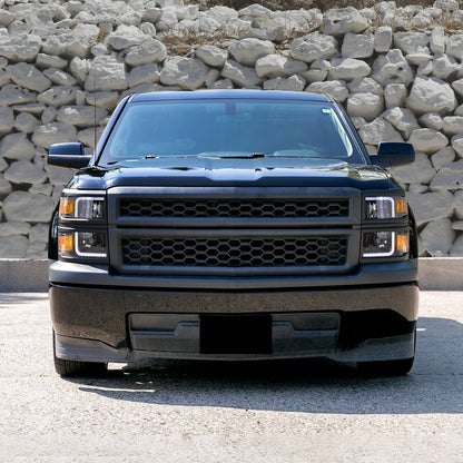 Ronnin - Fits 2014-2015 Chevy Silverado 1500 Upgraded LED Tube Headlights Assembly Pair | Black