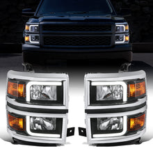 Ronnin - Fits 2014-2015 Chevy Silverado 1500 Upgraded LED Tube Headlights Assembly Pair | Black | Titanium Trim