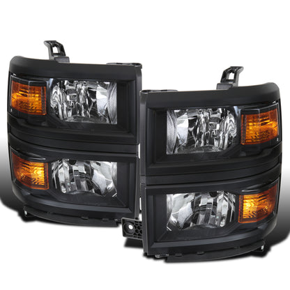 Ronnin - Juego de faros delanteros de repuesto | Negro | para Chevy Silverado 1500 2014-2015