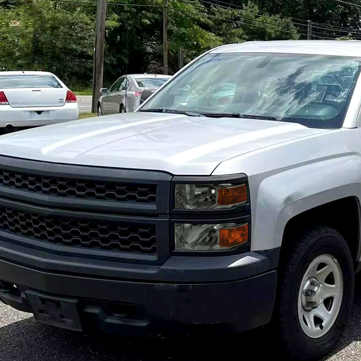 Ronnin - Se adapta a Chevy Silverado 1500 2014-2015 Par de ensamblaje de faros delanteros de repuesto | Humo claro