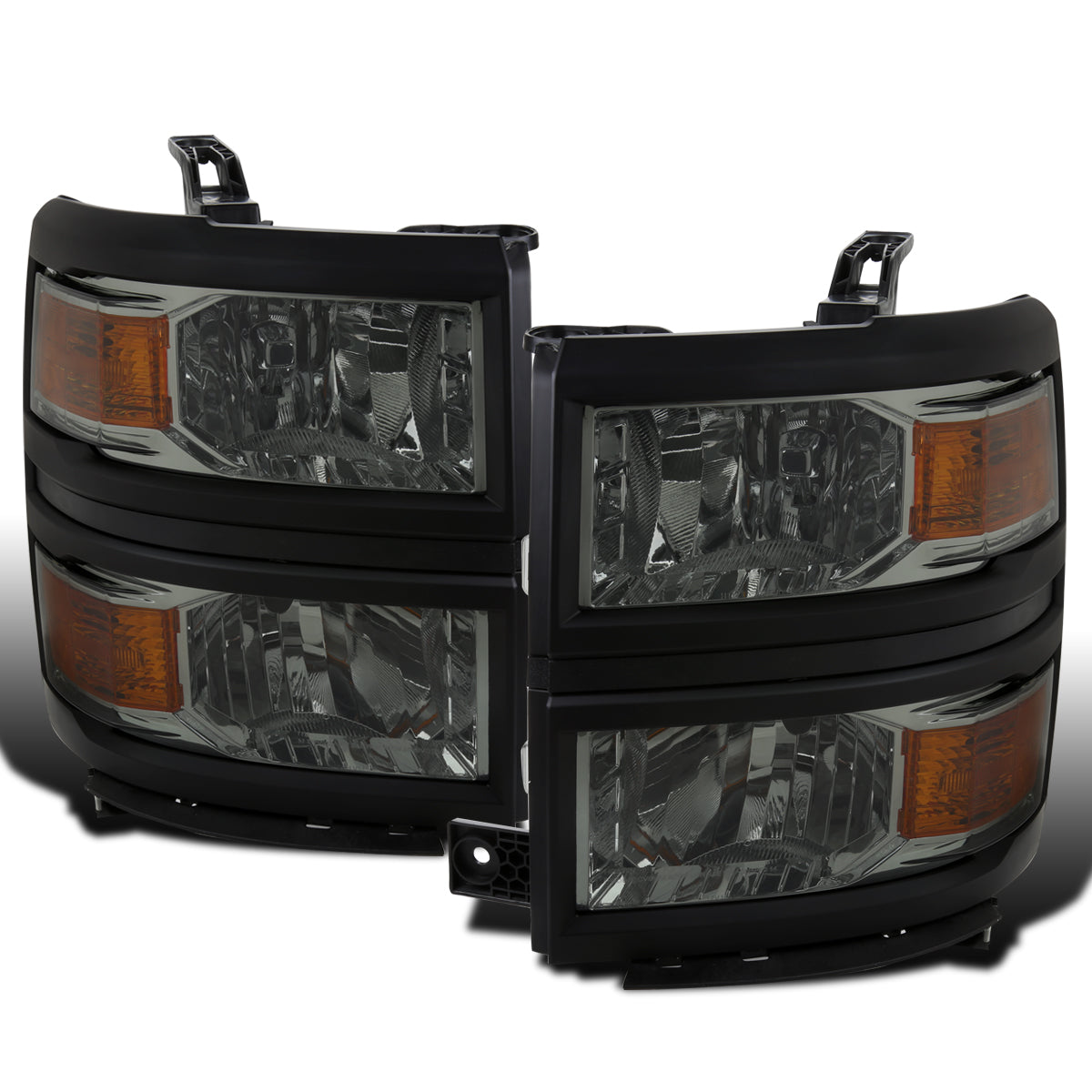 Ronnin - Se adapta a Chevy Silverado 1500 2014-2015 Par de ensamblaje de faros delanteros de repuesto | Humo claro