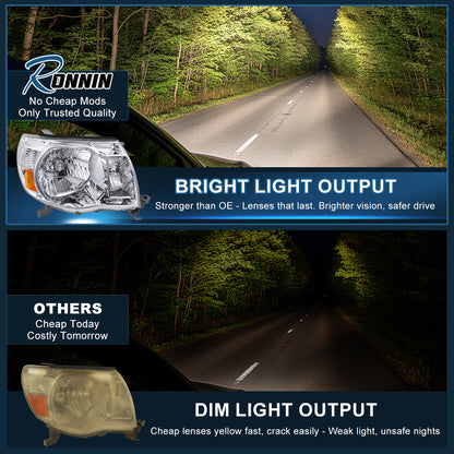 Ronnin - Faros delanteros de repuesto para Toyota Tacoma 2005-2011, par de unidades | Cromo