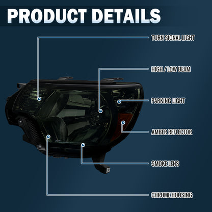 Ronnin - Faros de repuesto para Toyota Tacoma 2012-2015, par | Ahumado